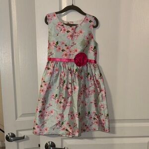 Charming Floral Kids Dress in Pink and White